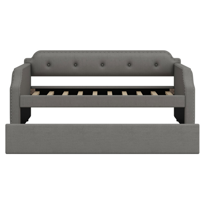 Lit de jour rembourré avec couchette, Gris