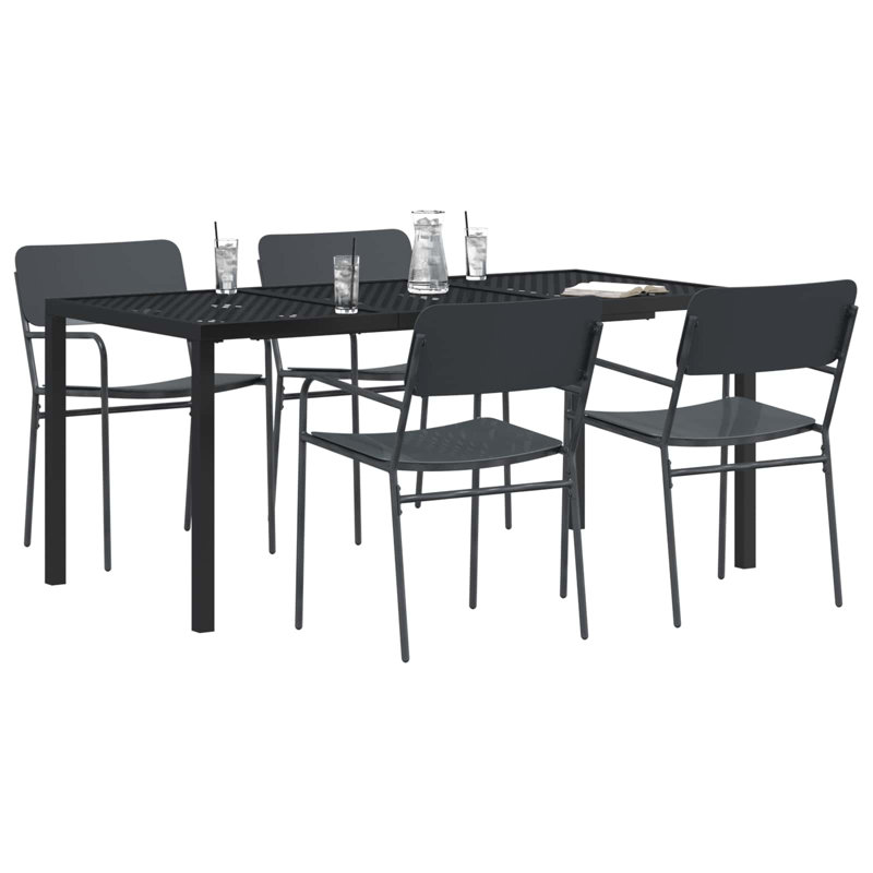 Steel Patio Dining Set Table,, 5, 72 cm H x 165 cm W x 80 cm D, 4