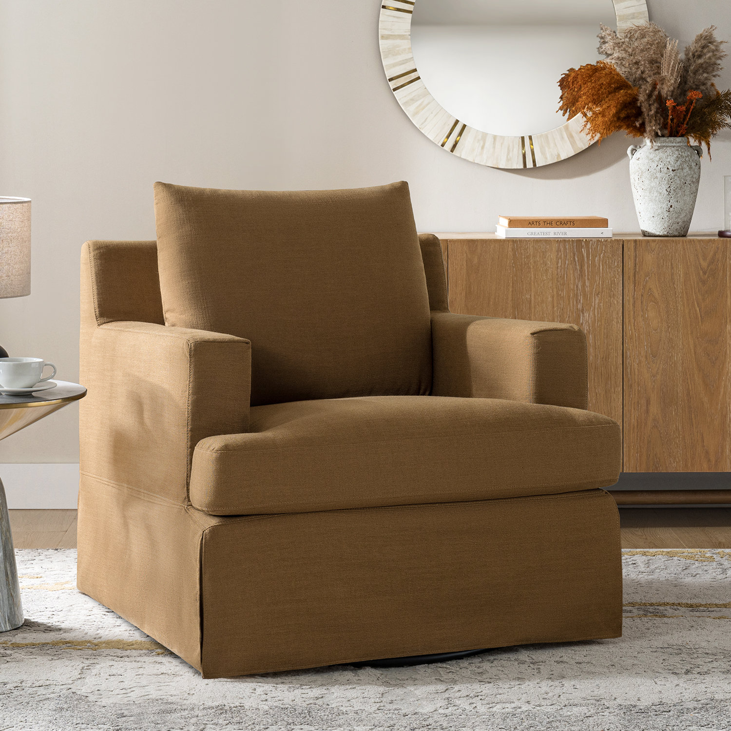 Lucie Swivel Armchair, Golden
