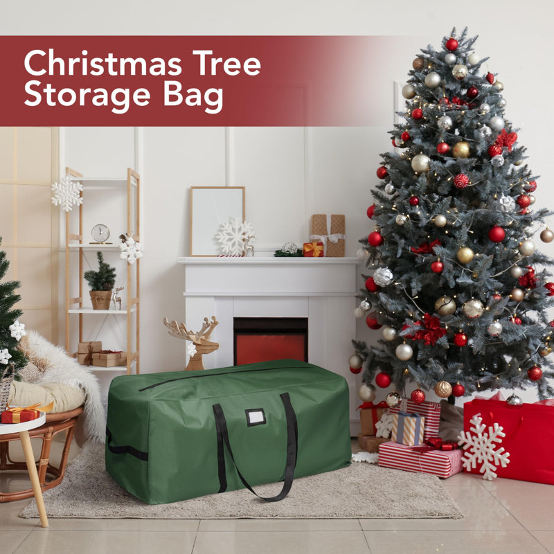 Sac de rangement imperméable pour sapin de Noël (2,74 m) vert | Tissu résistant, conception imperméable, poignées durables, fermeture éclair, convient aux sapins de Noël artificiels jusqu'à 2,74 m