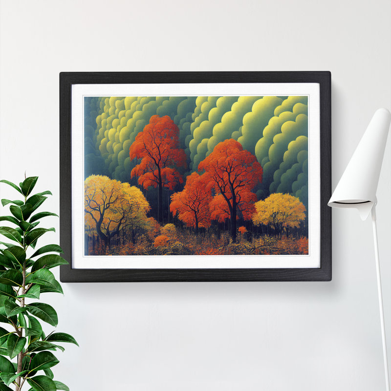 Stupendous Autumn Forest - Single Picture Frame Print, 46cm H x 64cm W x 2cm D, Black