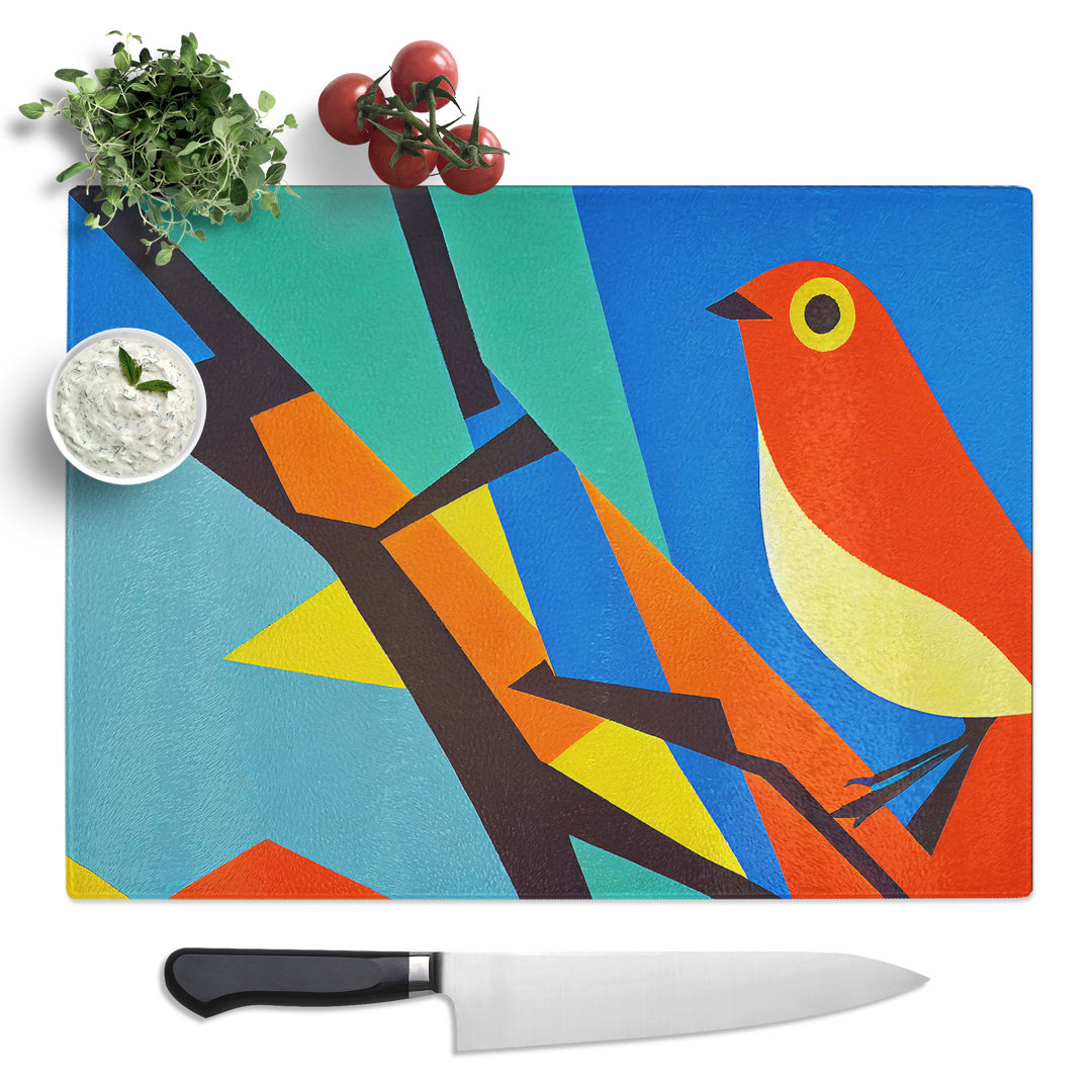 Pretty Bird Abstract Vol.1  Glass Chopping Board