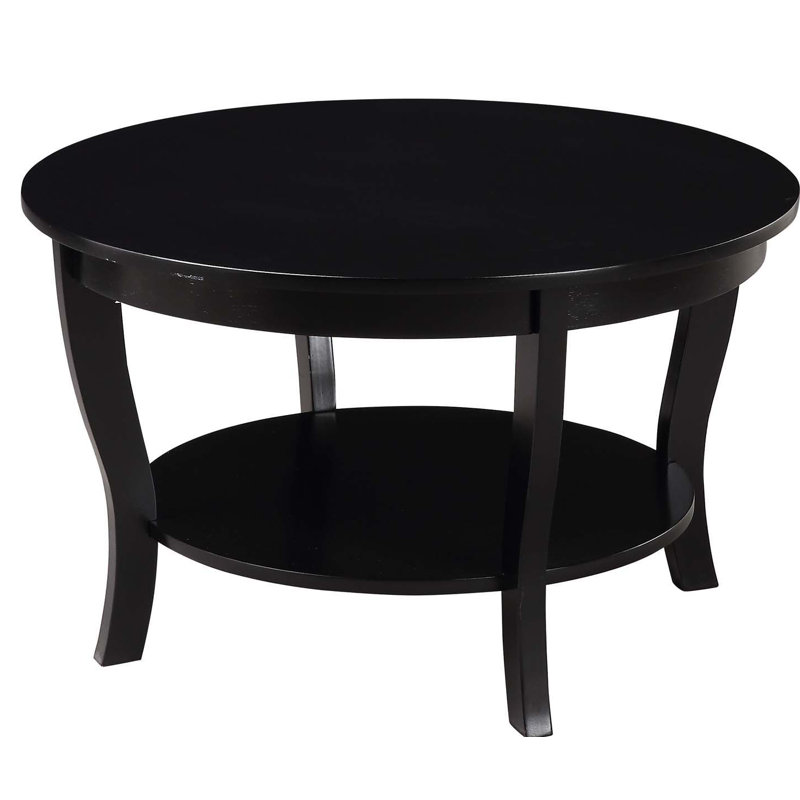 Carbin 30" Coffee Table with Shelf, Black