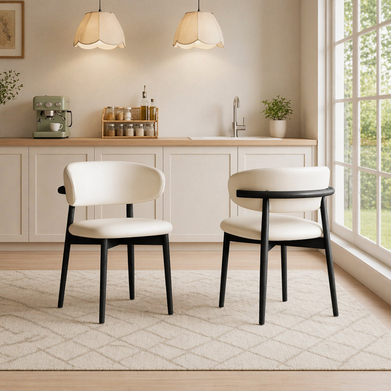 Chaise de salle à manger à pieds en bois de style Mid-Century moderne (ensemble de 2) - Chaises en bois élégantes pour la salle à manger, la cuisine ou le salon, confortables et durables, faciles à assembler