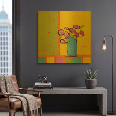 Vase turquoise lumineux, par Phyllis Adams, décoration murale en métal, 91,4 cm x 91,4 cm