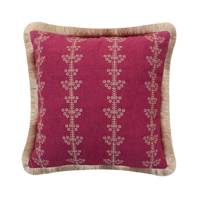 Delissa Velvet Gold Embroidered Fringe Pillow