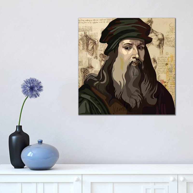 Leonardo Da Vinci by Dai Chris Art - Wrapped Canvas Print, 45.72 cm H x 45.72 cm W x 1.91 cm D