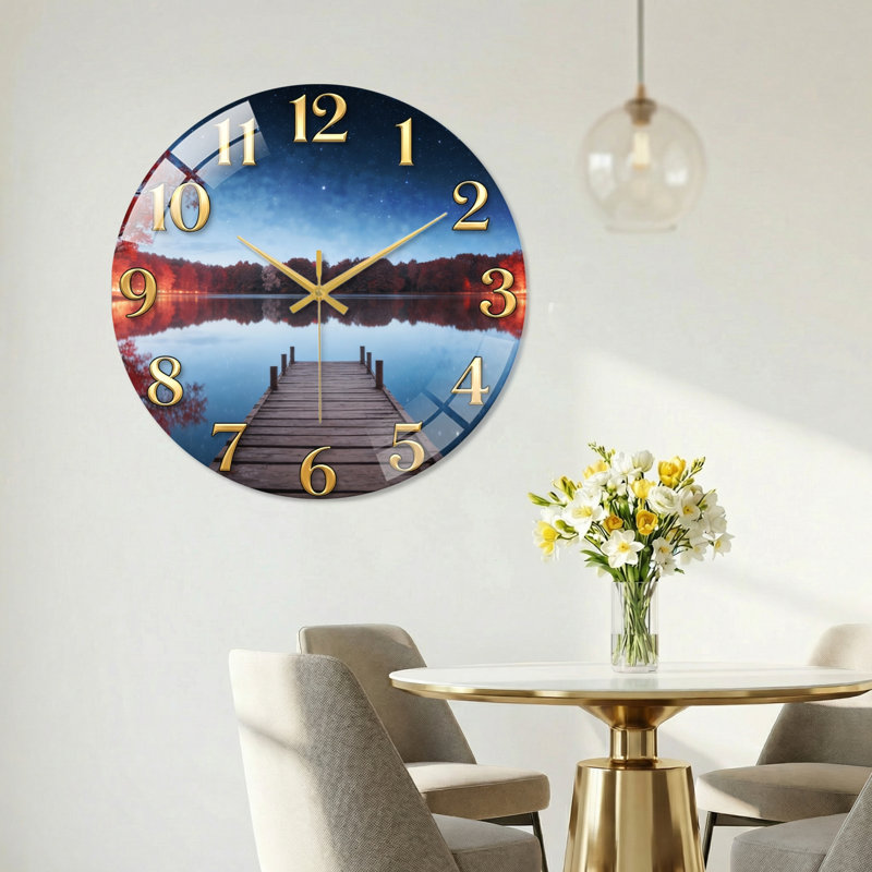 Horloge murale de 23,6 po Night Lake, 60 x 60 cm (23,6 x 23,6 pouces)