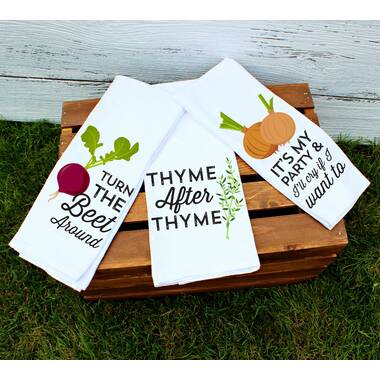 Thyme & Table Cotton Waffle Kitchen Towels, Blue White, 3-Piece Set 