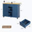 Chariot roulant pour îlot de cuisine avec plateau de boucher - Poste de travail portatif avec tablettes de rangement et roulettes verrouillables-304265249