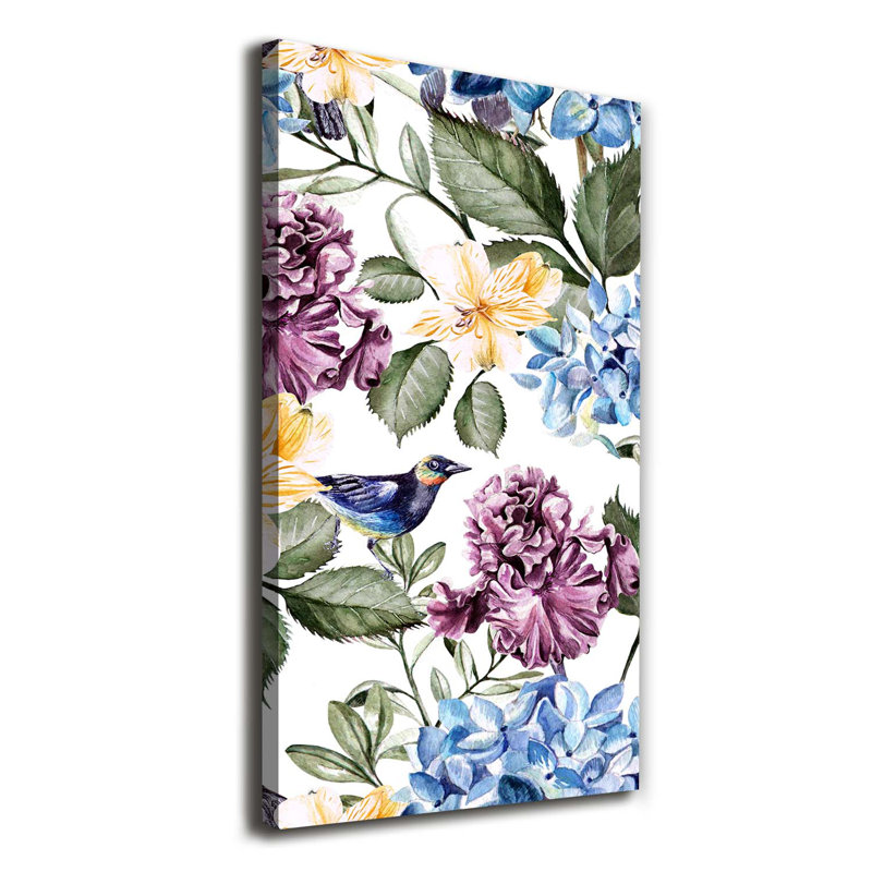 Flowers And Birds - Wrapped Canvas Print