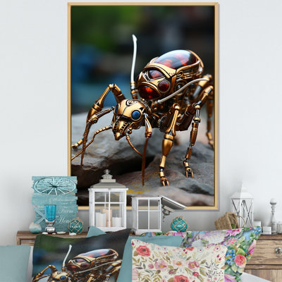 Travailleur métallique, fourmi bronze sur toile