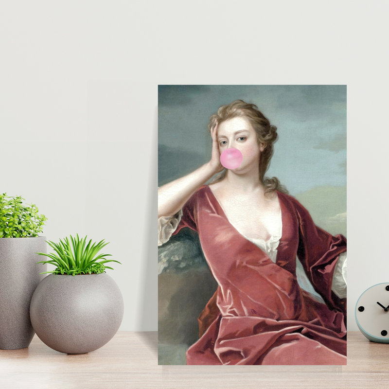 Bubblegum Classic Portrait Classic Contemporary Elegant Portrait Wall Art Print 1 Piece Wrapped Canvas Wall Art