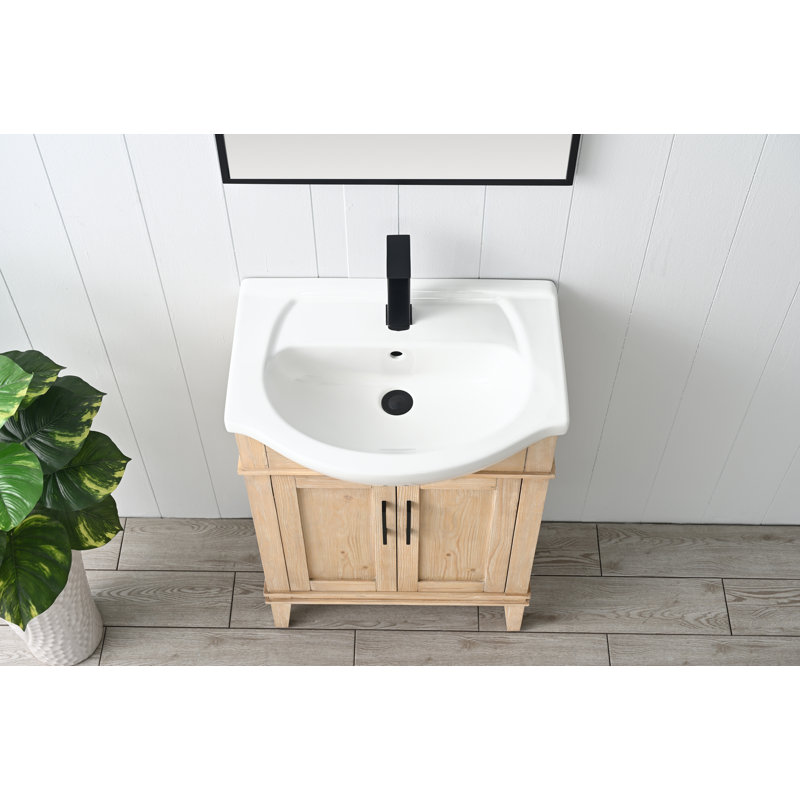 Arlowene 24'' Single Bathroom Vanity with Ceramic Top, Teak White