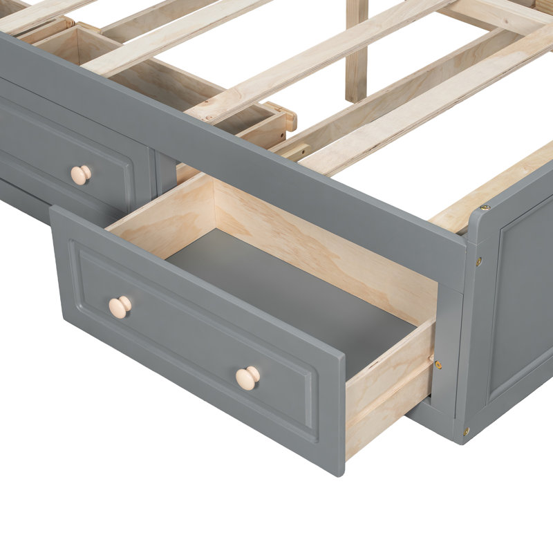 Platform Bed With 6 Drawers, Gray