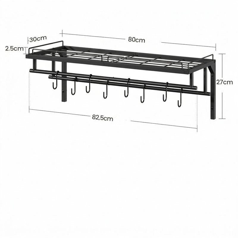 Iron Rectangle Wall Mounted Pot Rack