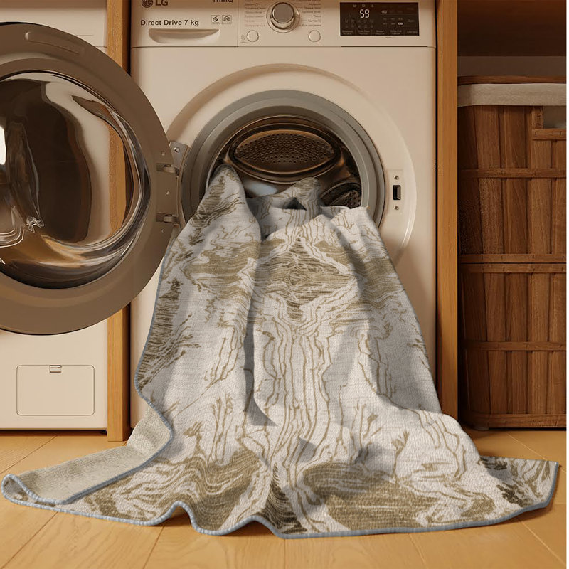 Tapis gris lavable à la machine, Rectangle 7 pi x 10 pi