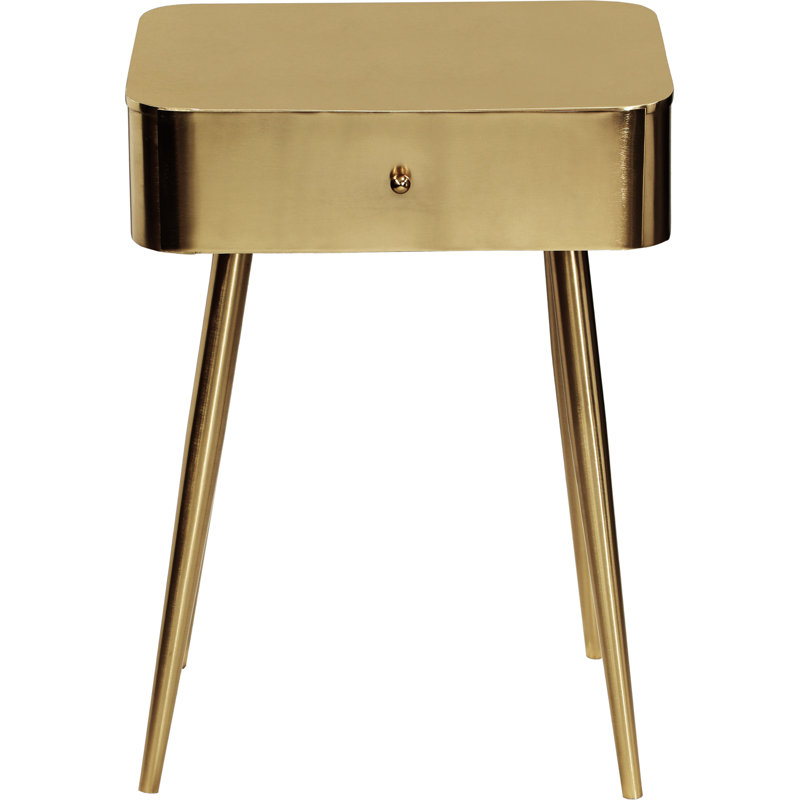 Kiyotsugu 17'' W Metal Nightstand, Gold