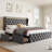 LED Bed Frame With Charging Station And 4 Storage Drawers, Velvet Upholstered Platform Bed Frame With Wingback Headboard, Button Tufted/No Box Spring Needed/Grey-430401441