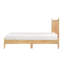 Lit double moderne en bois naturel de style Mid-Century, tête de lit incluse, aucun sommier requis pour la taille avec les rails,
