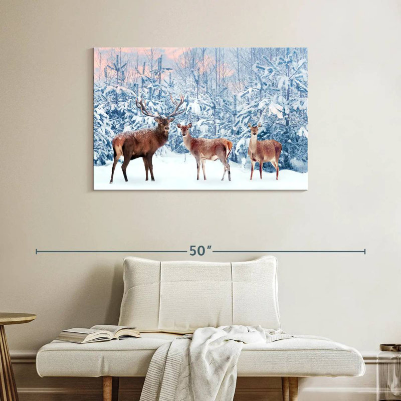 Brampt Deer In Winter, 26" H x 39" W