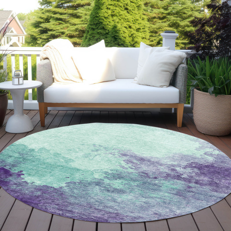 Tapis intérieur / extérieur bleu Julian , 8 pi x 8 pi