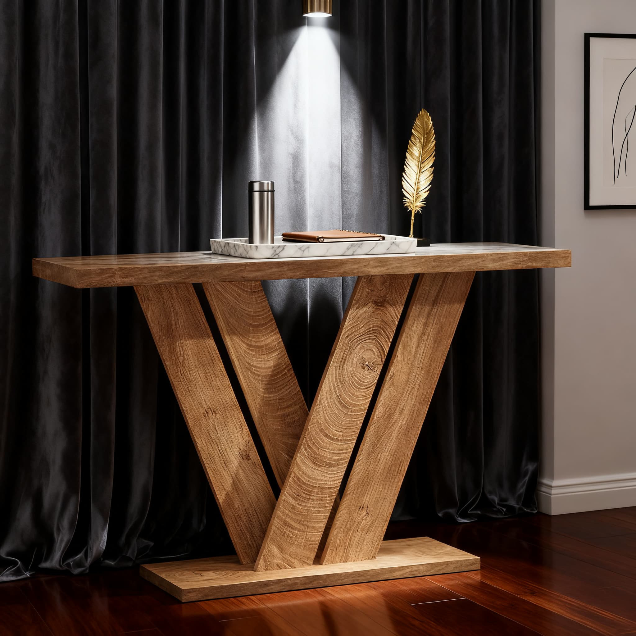 Millwood Pines 51 Inch Farmhouse Console Table With V-Shaped Base ...