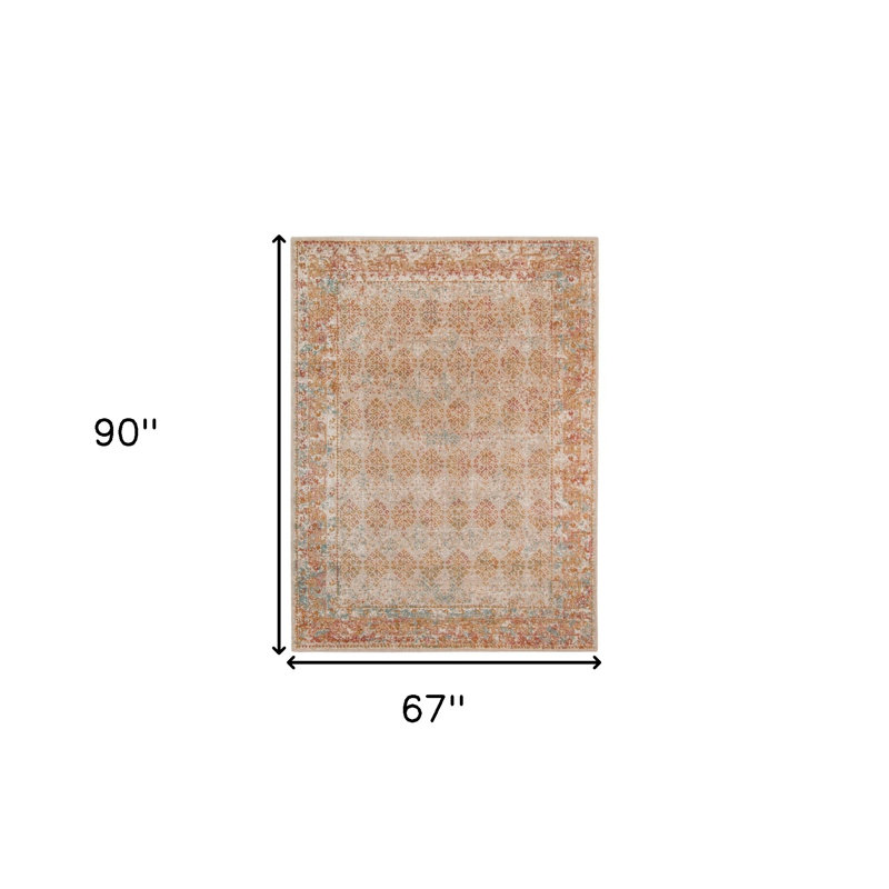 Tapis beige et orange 6 pi x 8 pi Southwestern