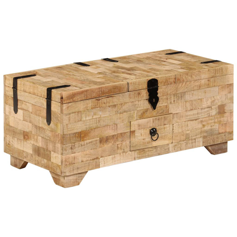 Chicopee Solid Wood Four Leg Coffee Table with Storage, Brown