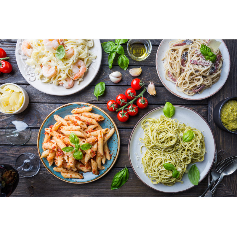 Pasta With Sauces by Roxiller - Wrapped Canvas Print, 20cm H x 30cm W x 3.8cm D