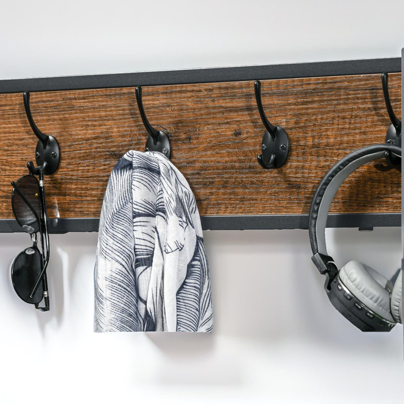 Rustic Industrial Wooden Clothes Stand Garment Rail Rack with Shoe Storage Open Wardrobe