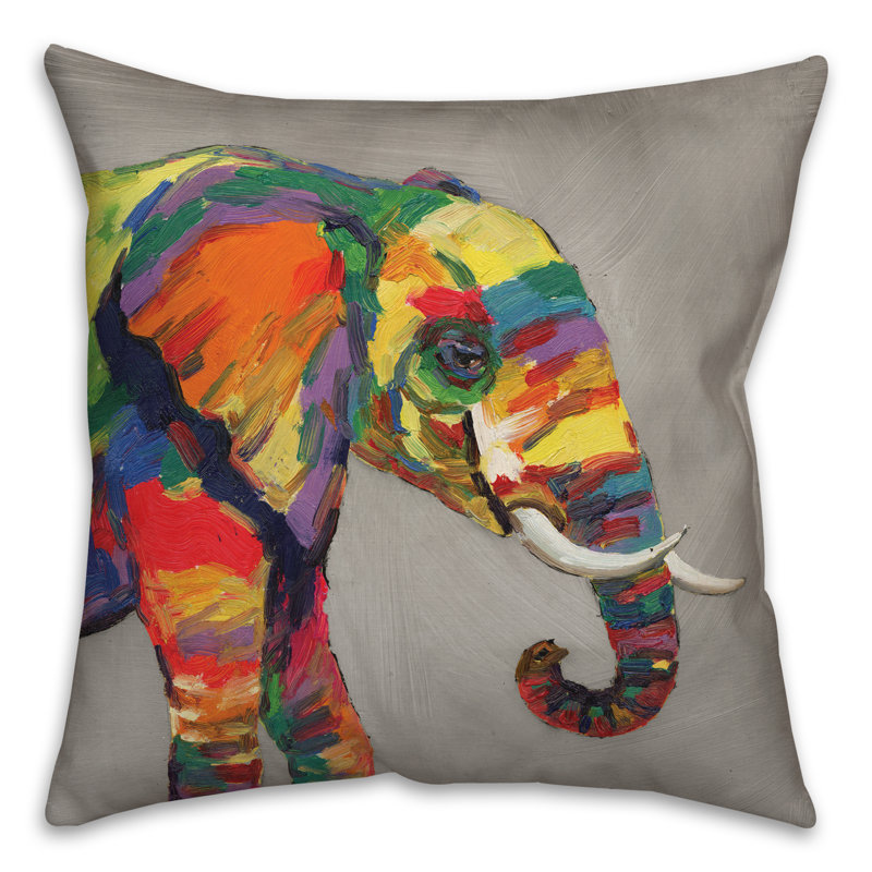 Housse de coussin carrée d’extérieur Bright Elephant, Gris
