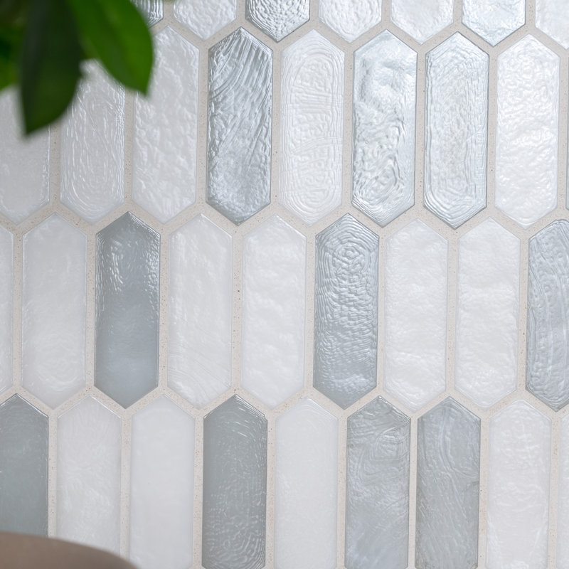 Rietto Spire 10 in. x 12 in. Glossy Glass Mosaic Wall Tile, Cresta Mist