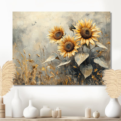 Hiver tournesols champs dans la campagne III - tournesols, art mural sur toile