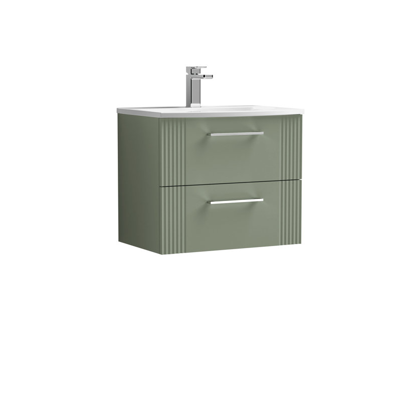Deco 610mm Single Bathroom Vanity with Integrated Vitreous China Basin, Satin Green