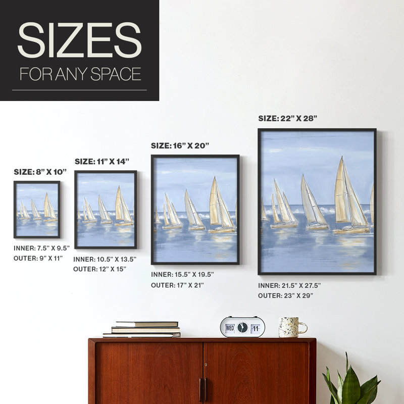 NAUTICAL Series VII, reproduction encadrée - bois massif, H 21 po x l 17 po, Noir, noir, noir, noir