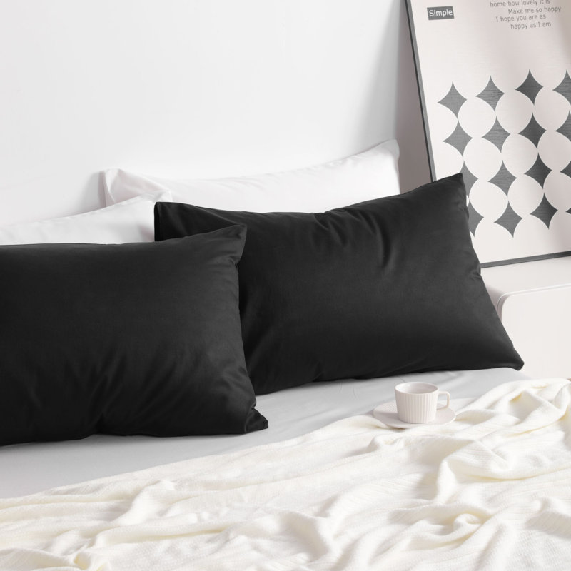 Pillowcases, Washed CottonBreathable Pillow Cases, Envelope Closure - NTBAY, King Pillowcases, Black
