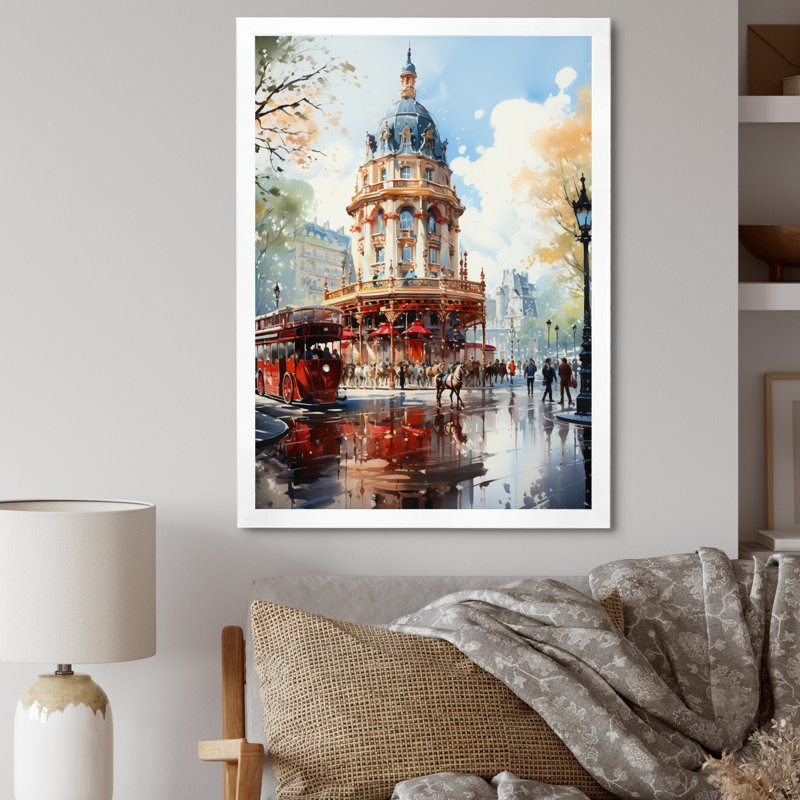 " Carousel Whimsical Delight VI ", White Picture Framed, 32" H x 24" W x 1" D