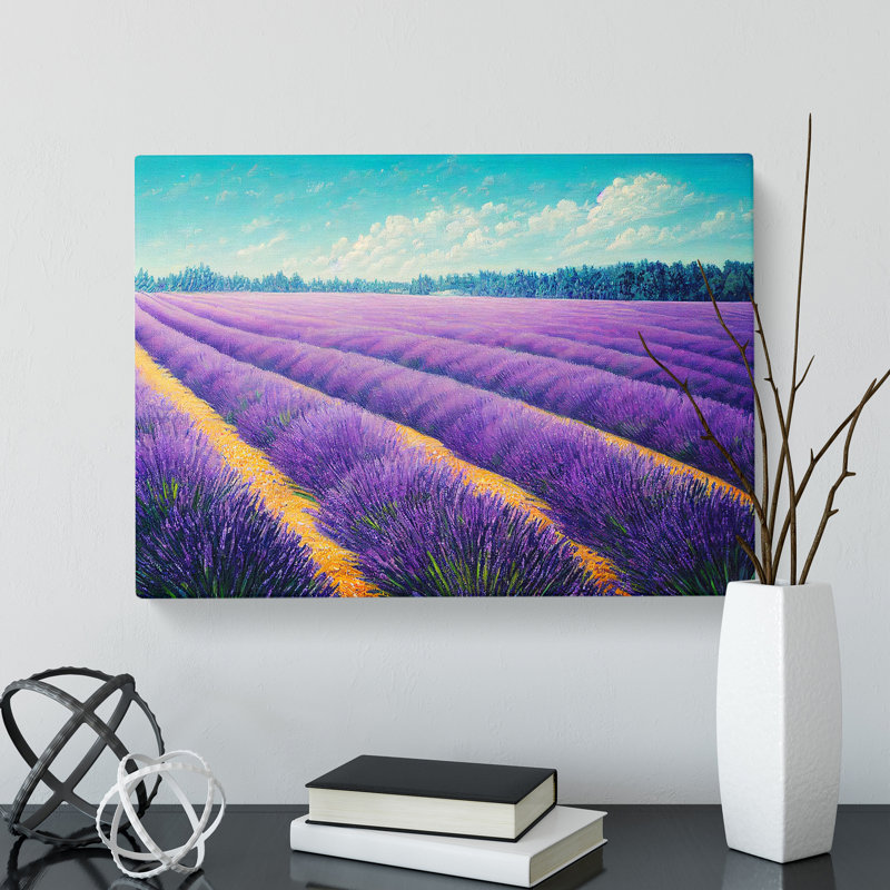 Alluring Lavender Flower Field - Wrapped Canvas, 40cm H x 60cm W x 3cm D