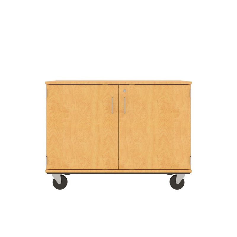 Armoire de rangement mobile à 4 compartiments avec portes verrouillables, Érable