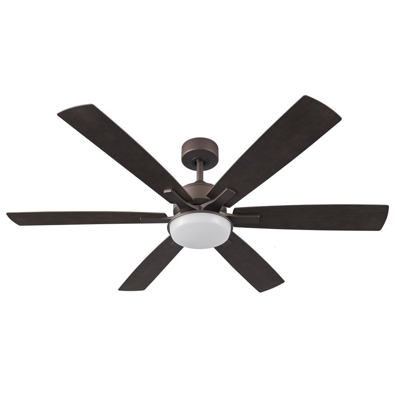 Pagoda 54 in. 6 Blade Flat Bronze Ceiling Fan with Remote Control, Dimmable LED Light Kit, and Reversible Motor, Flat Bronze