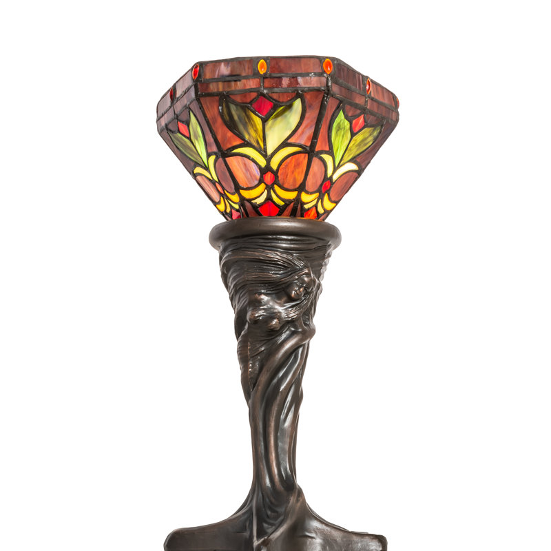 Craybrough Torchiere Table Lamp, Green/Ivory, 15" H x 7.5" W x 7.5" D