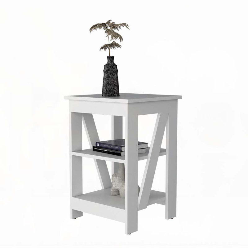 White Table with 2 Shelves