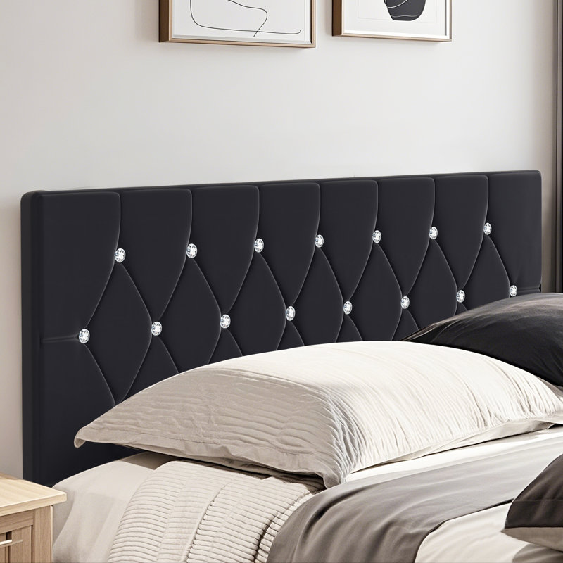 Tête de lit tapissier réglable, tête de lit capitonnée en velours avec capitonnage à boutons en losange, tête de lit réglable en hauteur avec pieds en métal, tête de lit rembourrée de luxe pour très grand lit
