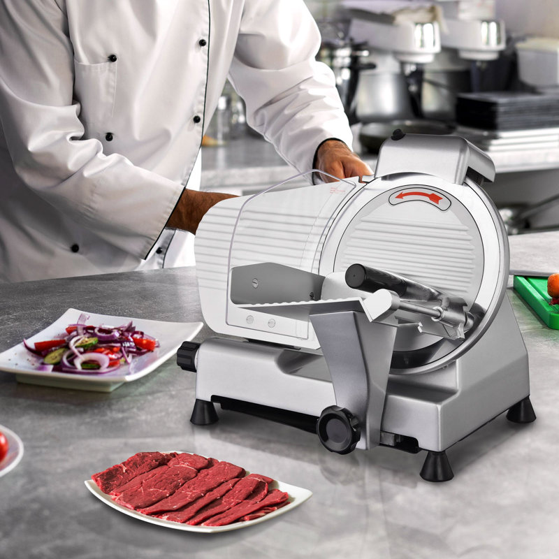WeChef 10''Commercial Meat Slicer 240W Electric Deli Slicer Cheese Food Cutter Stainless Steel Blade For Shop Restaurant Home Use 0-12mm Adjustable Slicing Thickness