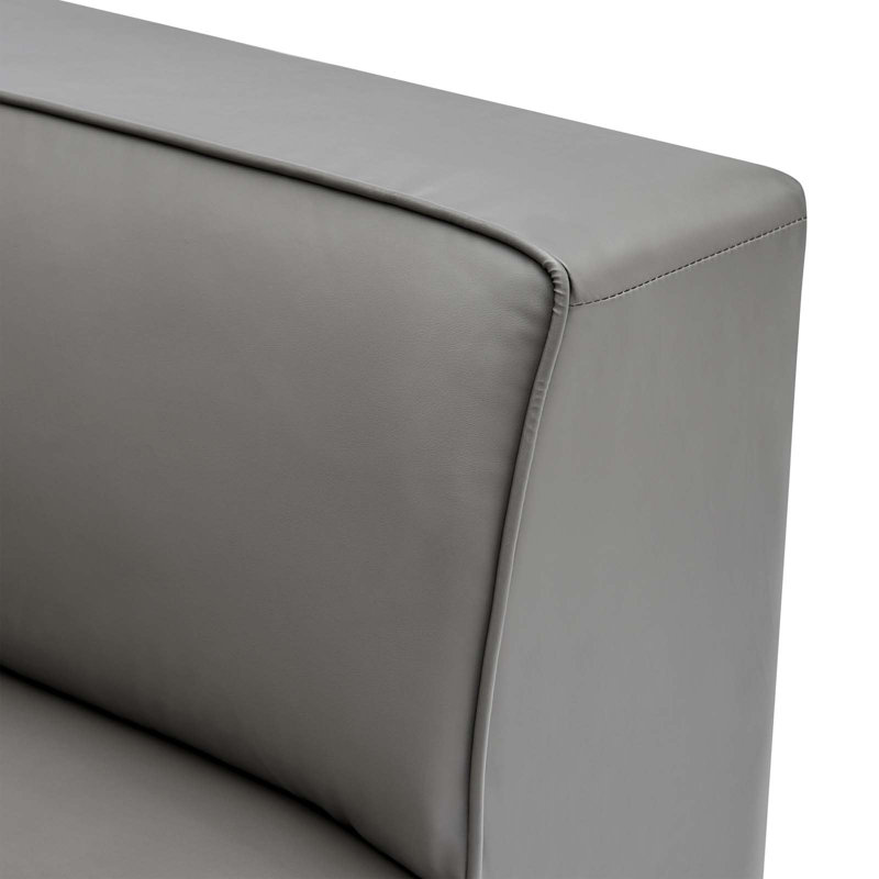 Mingle Vegan Leather 7-Piece Sectional Sofa, Gray Faux Leather