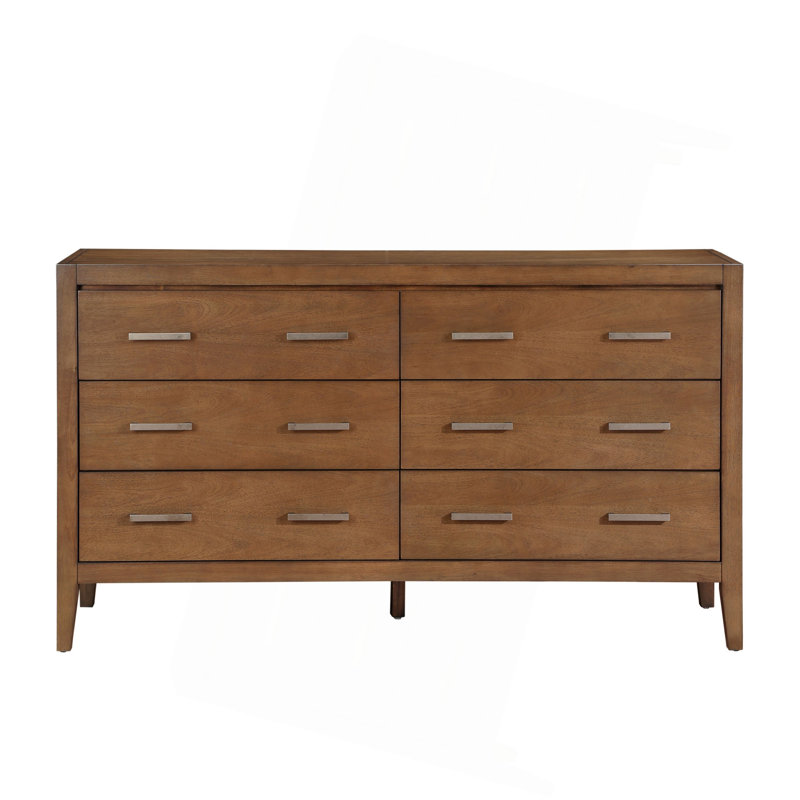 Commode 1 pièce transitionnelle avec 6 tiroirs en bois