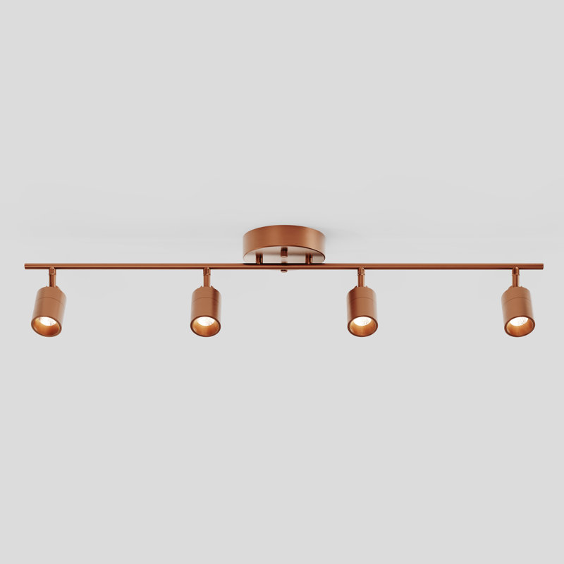 Shura 4-Light Integrated LED Track Light w/ Rotatable Heads, 3 ft. Track Lighting Kit, 3000k, 2240 Lumen, Copper