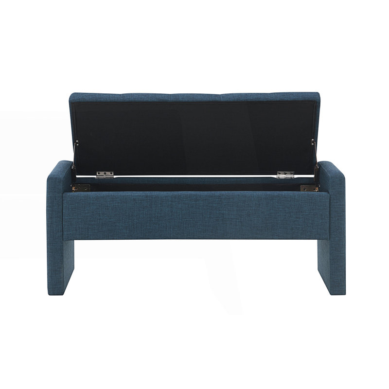 Banc moderne avec rangement et grand repose-pieds rembourré, Marine