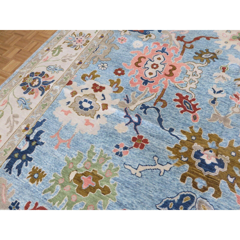 Tapis bleu ciel unique 12 pi 0 po x 15 pi 1 po